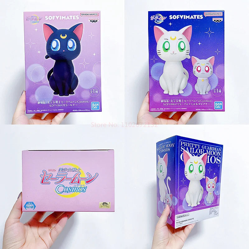 Bandai Original Bp Theatrical Version Sailor Moon Eternal Cosmos Sofvimates Luna Diana Artemis Anime Action Figures Toys Gifts