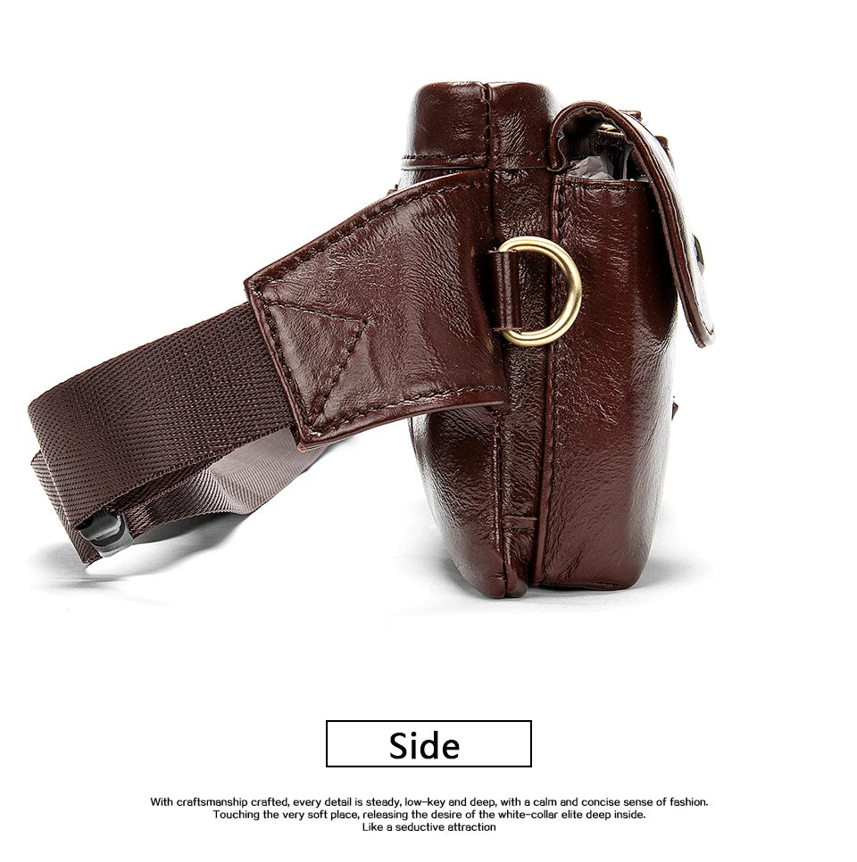 WESTAL Genuine Leather Waist Packs Men Waist Bags Fanny Pack Belt Bag Phone Bags Travel Waist Pack Male Small Waist Bag Leather