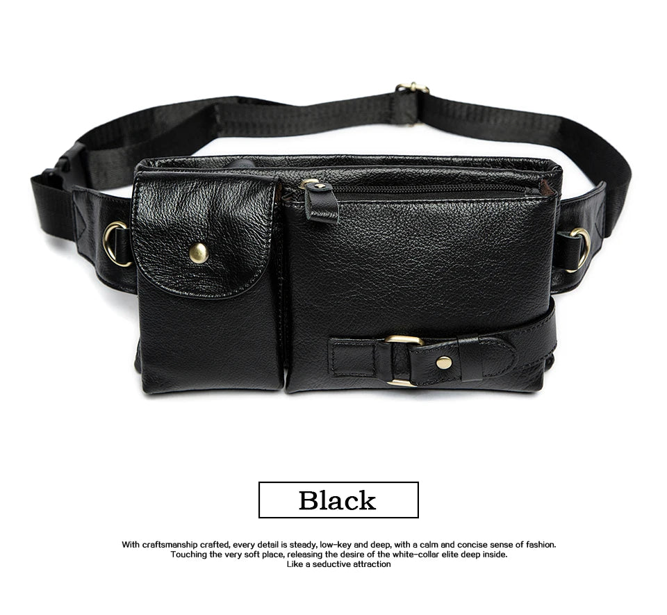WESTAL Genuine Leather Waist Packs Men Waist Bags Fanny Pack Belt Bag Phone Bags Travel Waist Pack Male Small Waist Bag Leather