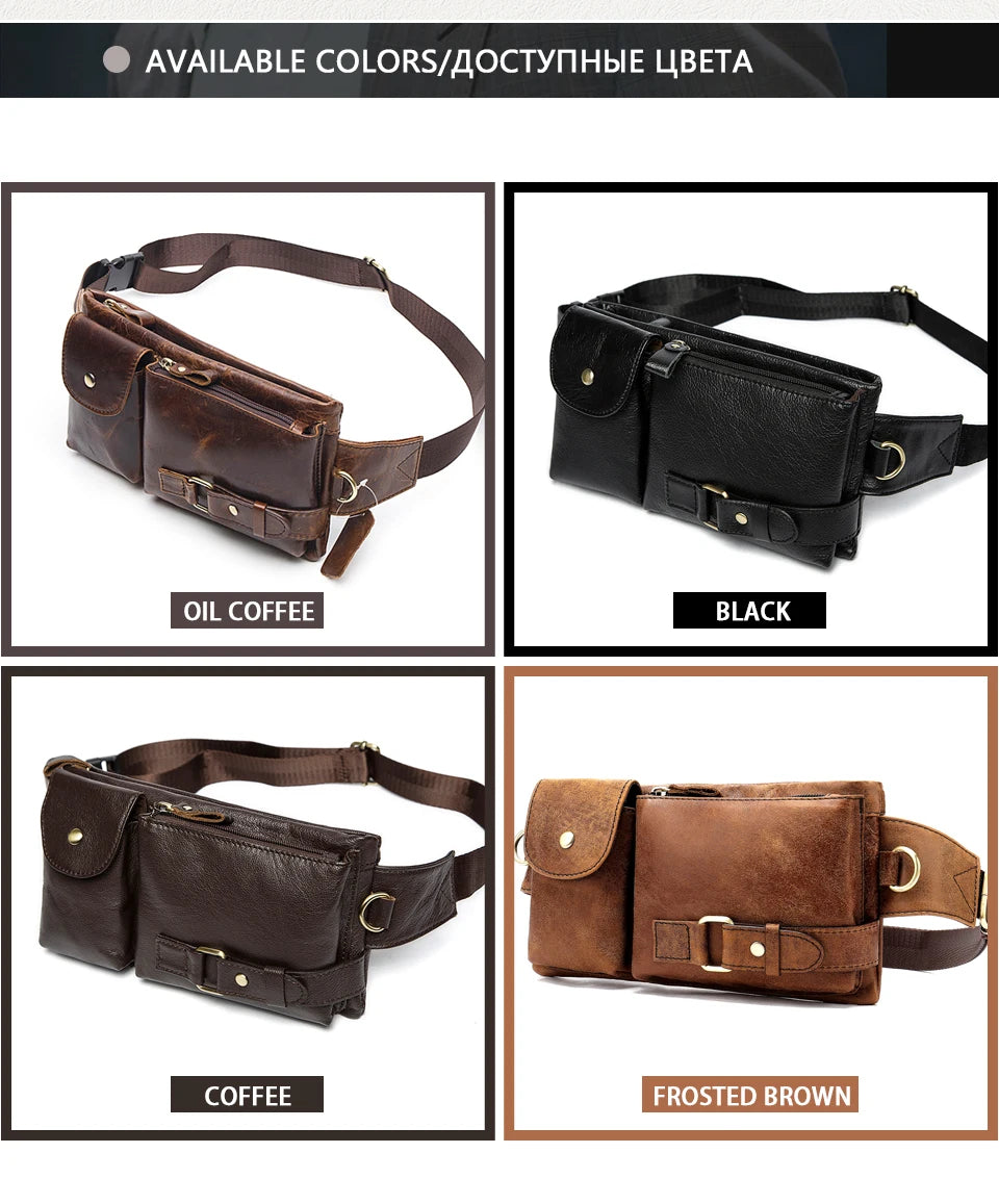 WESTAL Genuine Leather Waist Packs Men Waist Bags Fanny Pack Belt Bag Phone Bags Travel Waist Pack Male Small Waist Bag Leather