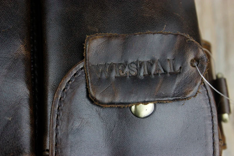 WESTAL Genuine Leather Waist Packs Men Waist Bags Fanny Pack Belt Bag Phone Bags Travel Waist Pack Male Small Waist Bag Leather