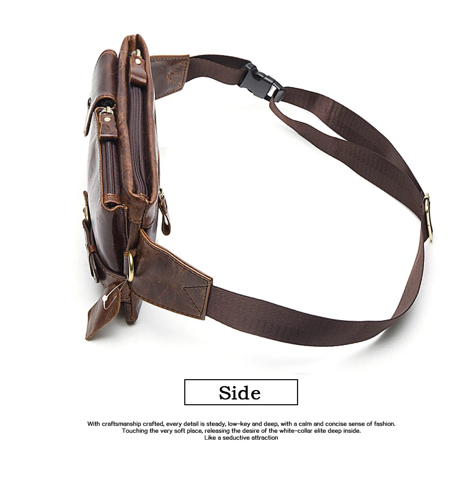 WESTAL Genuine Leather Waist Packs Men Waist Bags Fanny Pack Belt Bag Phone Bags Travel Waist Pack Male Small Waist Bag Leather