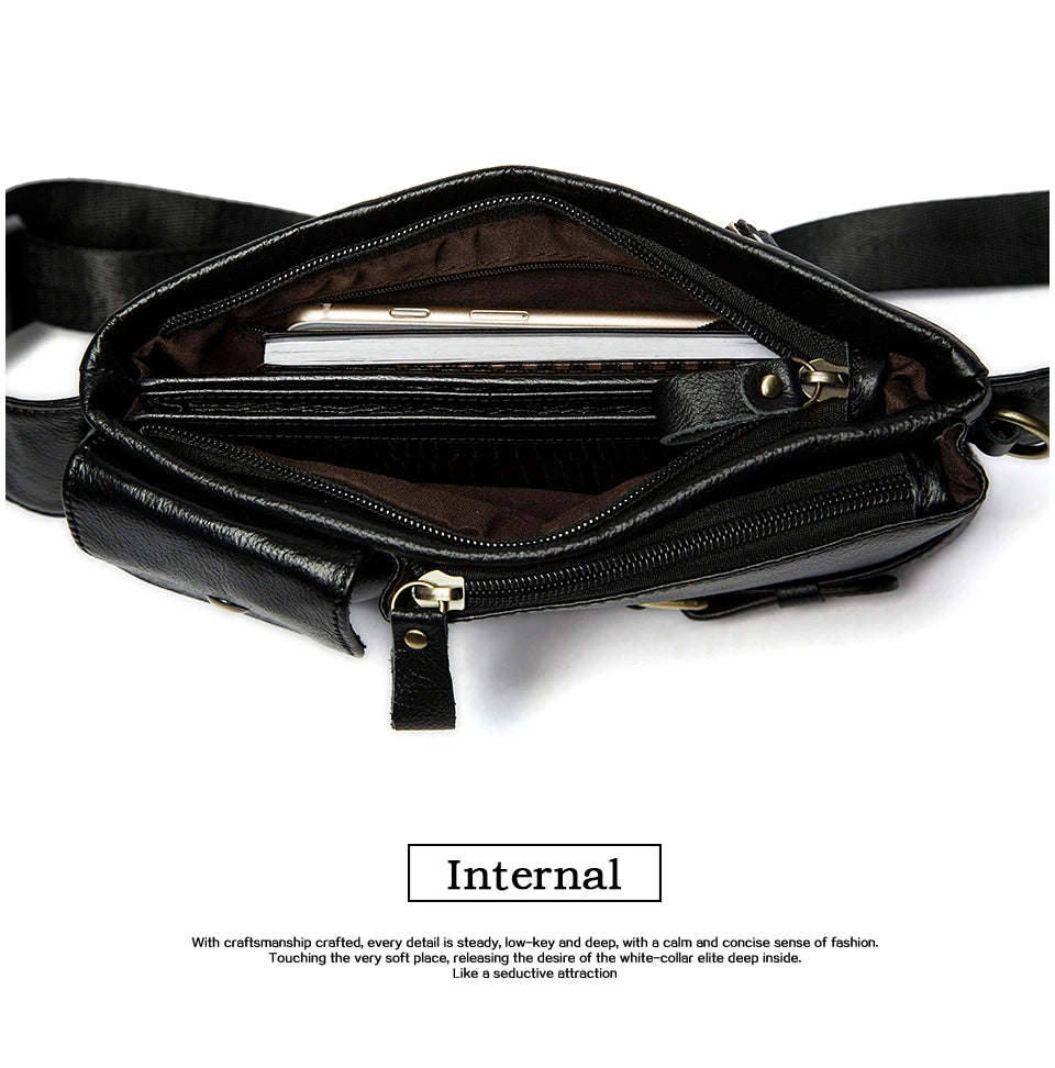 WESTAL Genuine Leather Waist Packs Men Waist Bags Fanny Pack Belt Bag Phone Bags Travel Waist Pack Male Small Waist Bag Leather