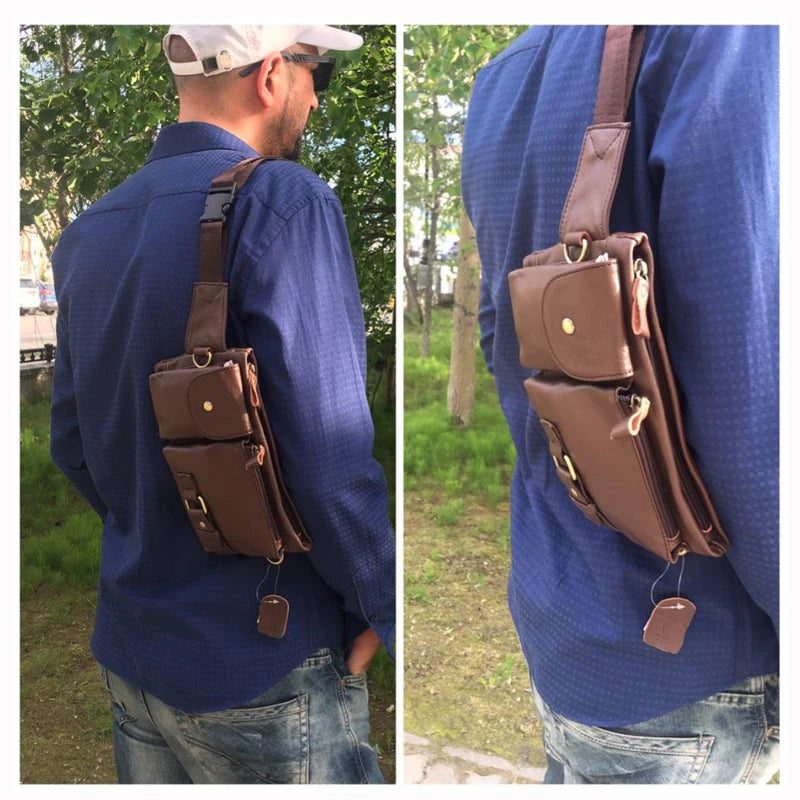 WESTAL Genuine Leather Waist Packs Men Waist Bags Fanny Pack Belt Bag Phone Bags Travel Waist Pack Male Small Waist Bag Leather