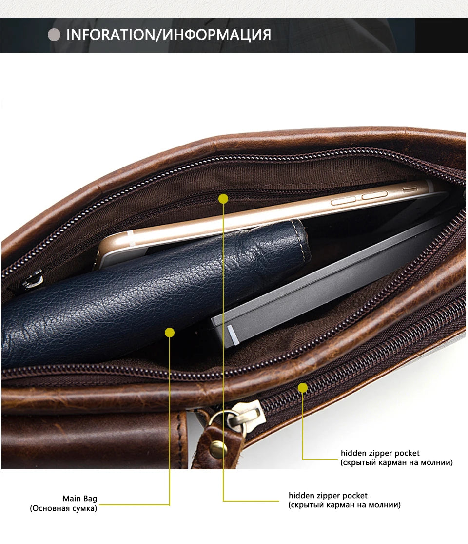 WESTAL Genuine Leather Waist Packs Men Waist Bags Fanny Pack Belt Bag Phone Bags Travel Waist Pack Male Small Waist Bag Leather