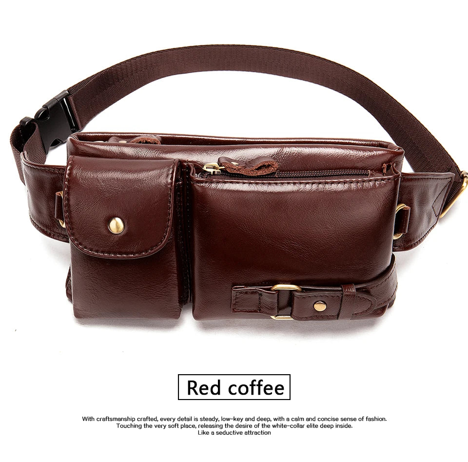 WESTAL Genuine Leather Waist Packs Men Waist Bags Fanny Pack Belt Bag Phone Bags Travel Waist Pack Male Small Waist Bag Leather