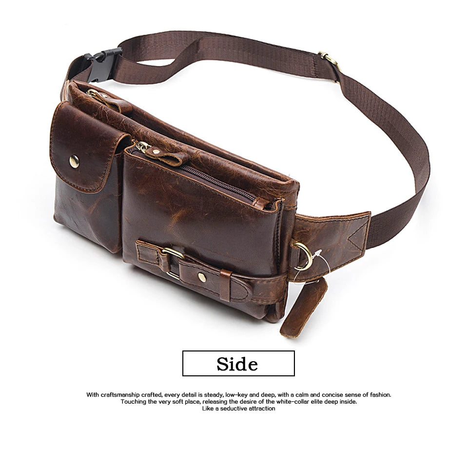 WESTAL Genuine Leather Waist Packs Men Waist Bags Fanny Pack Belt Bag Phone Bags Travel Waist Pack Male Small Waist Bag Leather