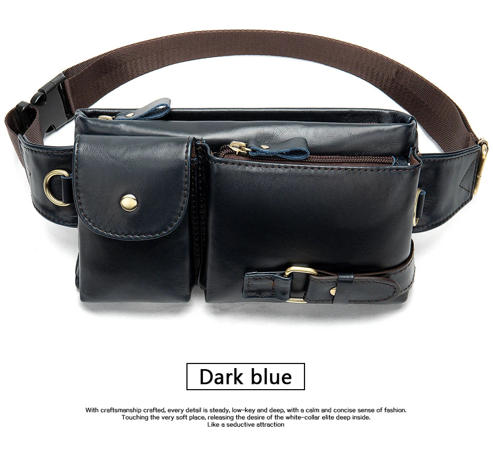 WESTAL Genuine Leather Waist Packs Men Waist Bags Fanny Pack Belt Bag Phone Bags Travel Waist Pack Male Small Waist Bag Leather