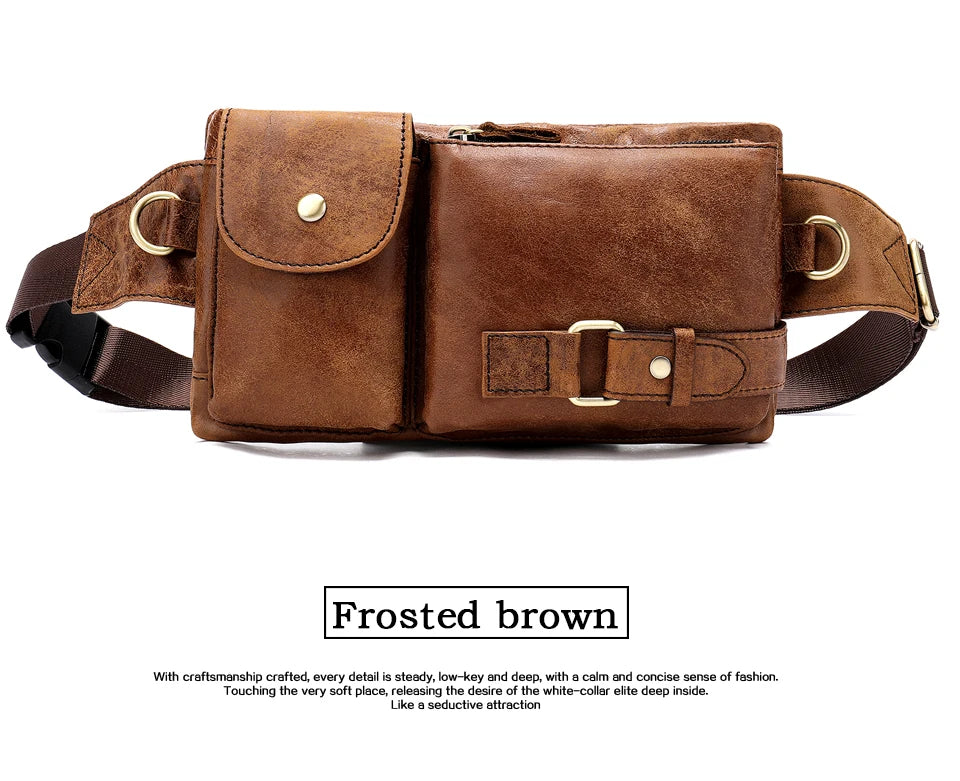WESTAL Genuine Leather Waist Packs Men Waist Bags Fanny Pack Belt Bag Phone Bags Travel Waist Pack Male Small Waist Bag Leather