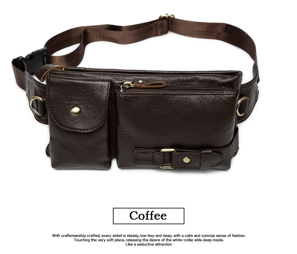 WESTAL Genuine Leather Waist Packs Men Waist Bags Fanny Pack Belt Bag Phone Bags Travel Waist Pack Male Small Waist Bag Leather