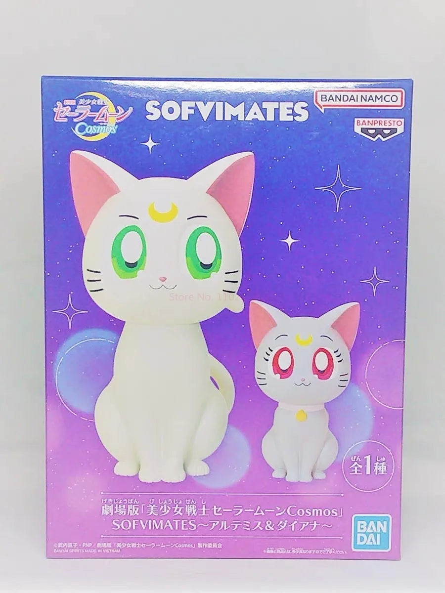 Bandai Original Bp Theatrical Version Sailor Moon Eternal Cosmos Sofvimates Luna Diana Artemis Anime Action Figures Toys Gifts