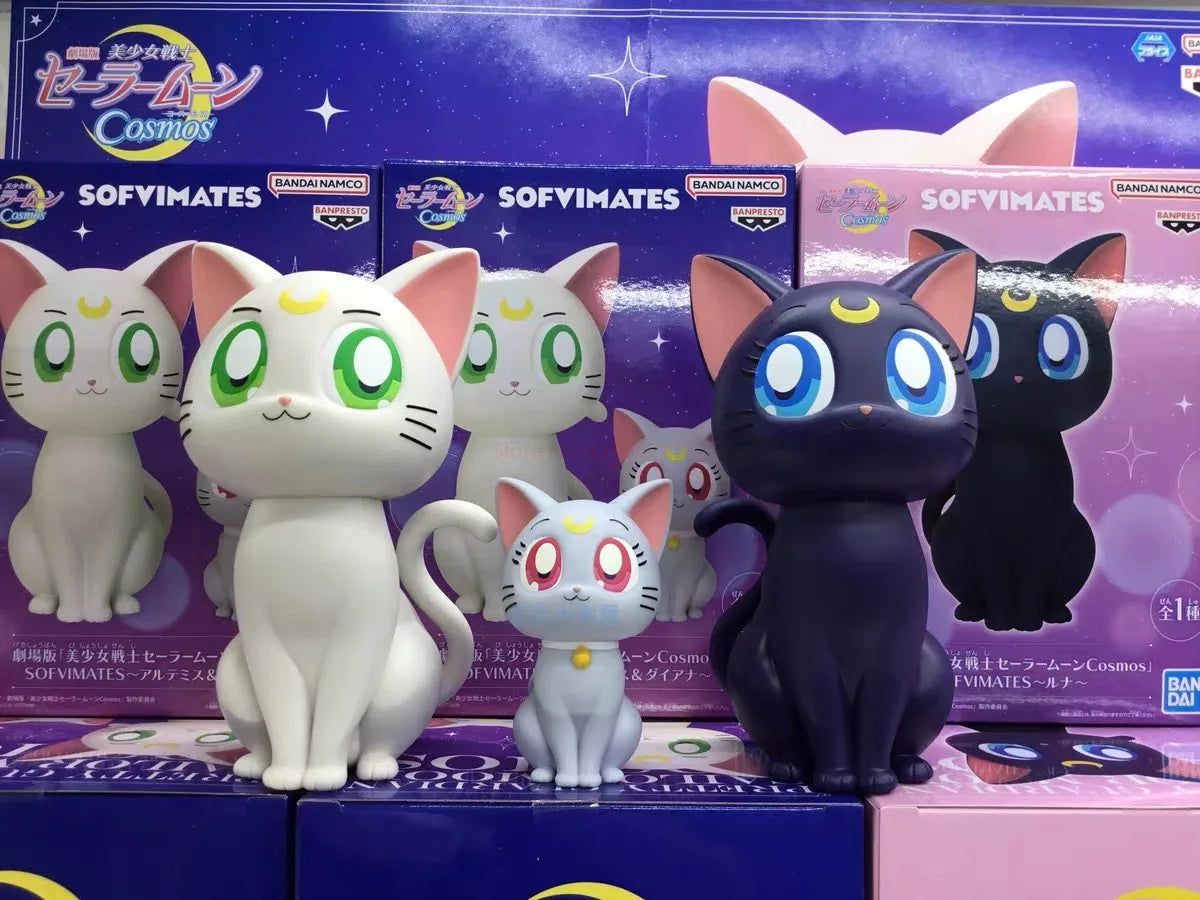 Bandai Original Bp Theatrical Version Sailor Moon Eternal Cosmos Sofvimates Luna Diana Artemis Anime Action Figures Toys Gifts