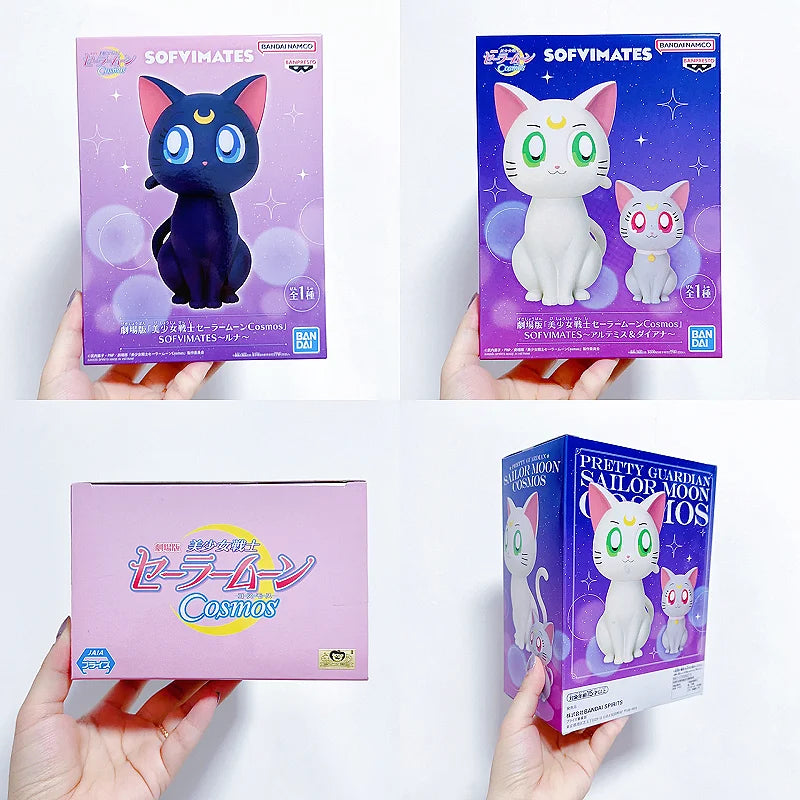 Bandai Original Bp Theatrical Version Sailor Moon Eternal Cosmos Sofvimates Luna Diana Artemis Anime Action Figures Toys Gifts