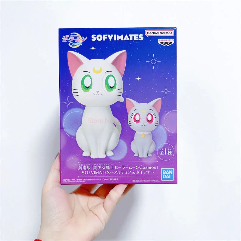 Bandai Original Bp Theatrical Version Sailor Moon Eternal Cosmos Sofvimates Luna Diana Artemis Anime Action Figures Toys Gifts