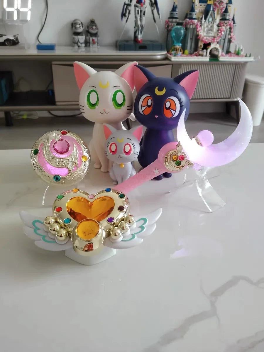 Bandai Original Bp Theatrical Version Sailor Moon Eternal Cosmos Sofvimates Luna Diana Artemis Anime Action Figures Toys Gifts